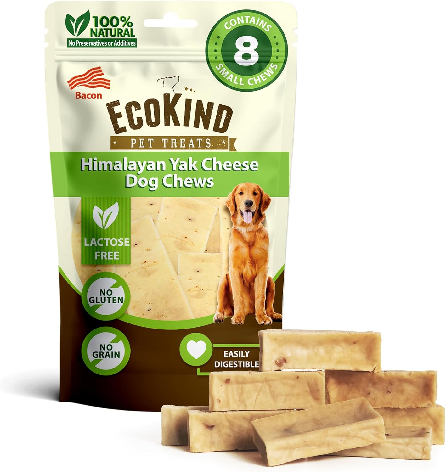Masticables Yak Bacon Grande EcoKind - Naturales y Duraderos