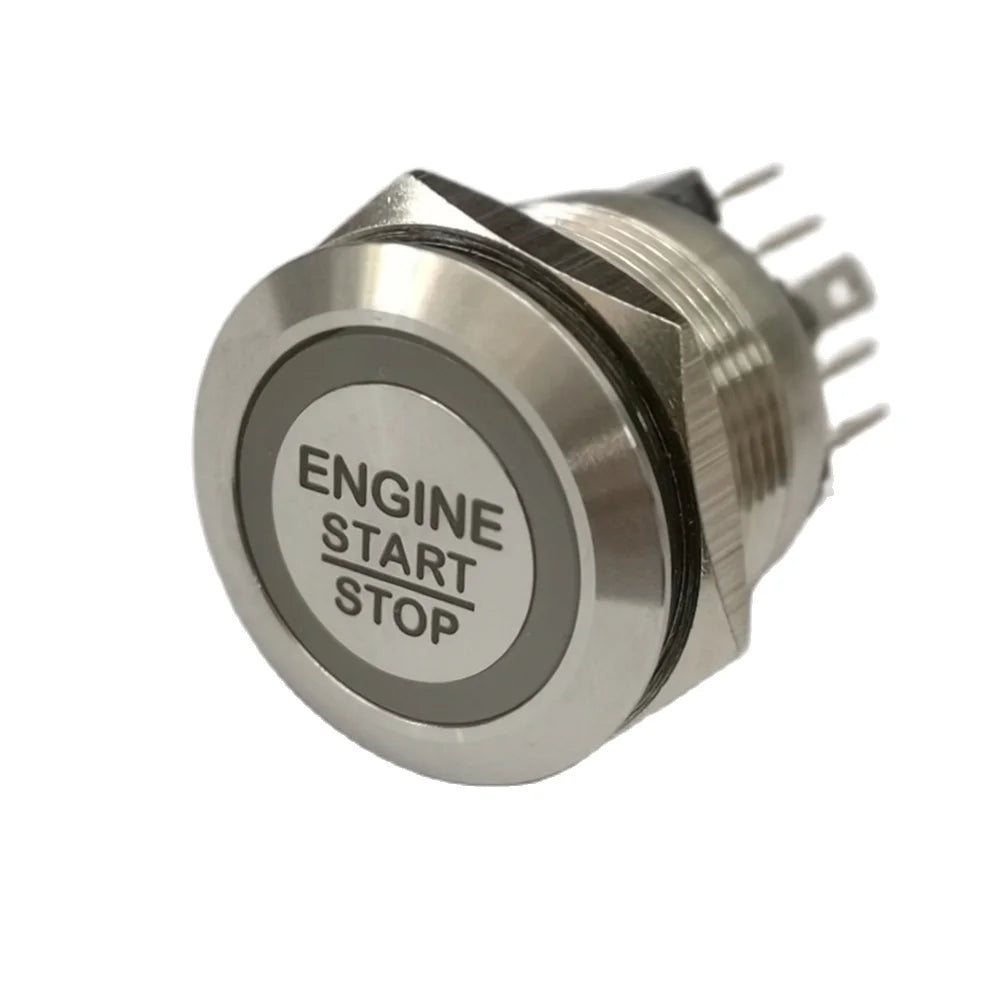 VEARGREE start stop button switch with luminous ring, 19-30mm size, for electrical components and momentary push button control.
