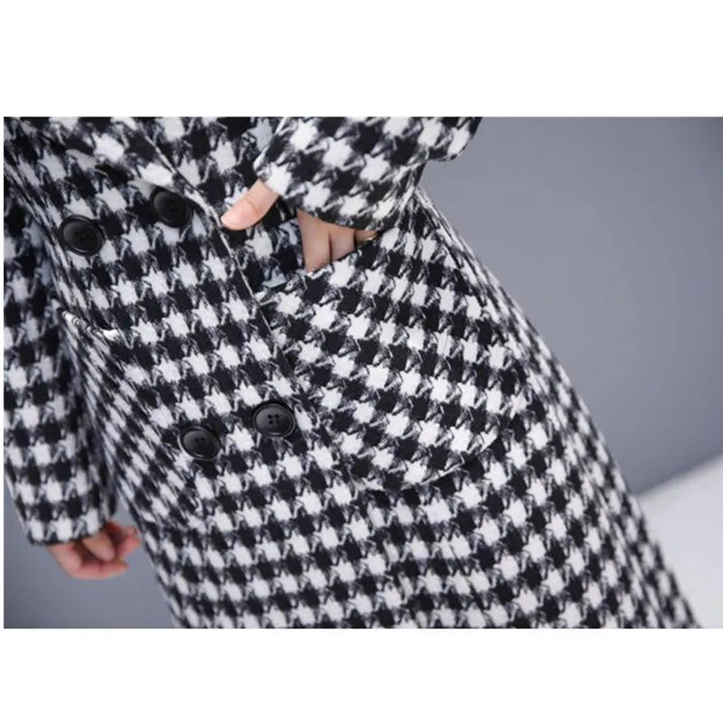 Abrigo Lana Cuadros VWBQNZ Elegante Invierno Mujer Largo Casual