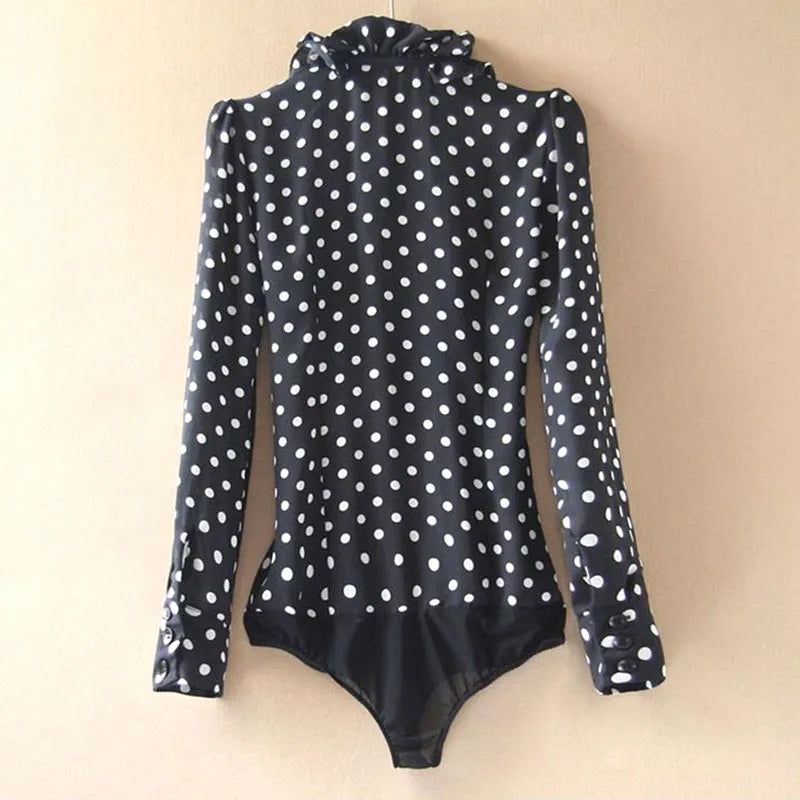 Black bodycon dress with polka dot print for women, featuring a fitted silhouette and stylish design by Corporación Turística.