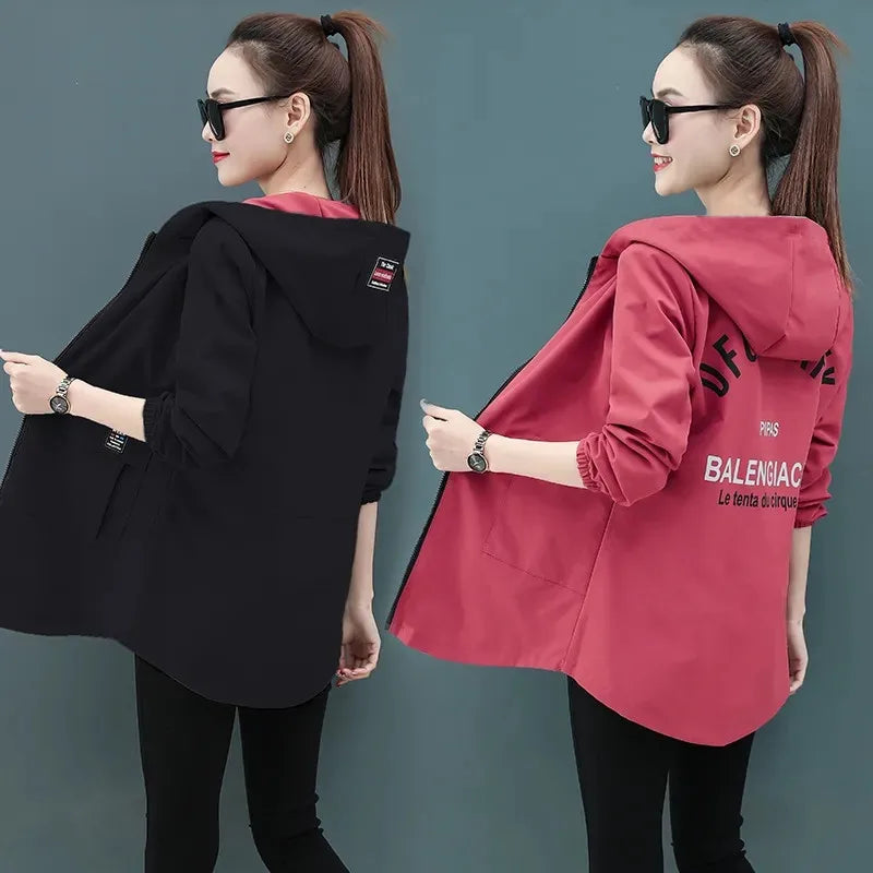 Chaqueta Cortavientos Mujer OKXGNZ Capucha Casual Otoño 2022 Holgada