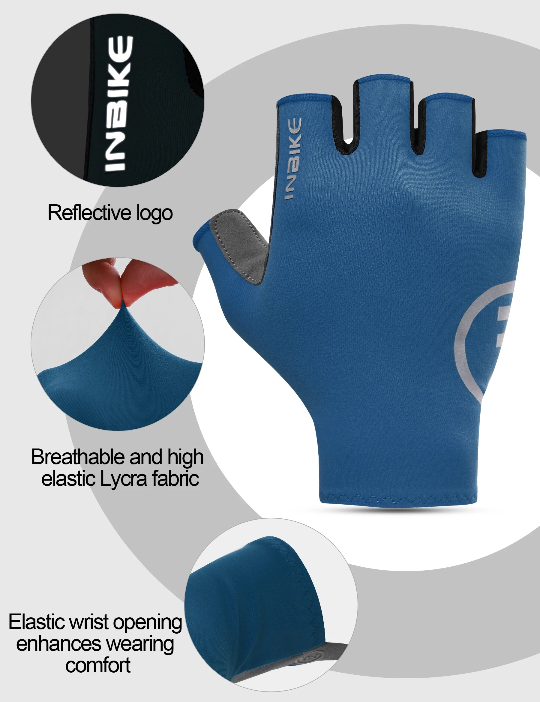 Guantes Ciclismo INBIKE Verano Gel Medio Dedo Hombre