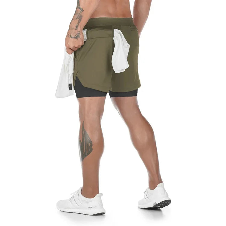 Pantalones Cortos Camuflaje Hombre Gym 2 en 1 Secado Rápido