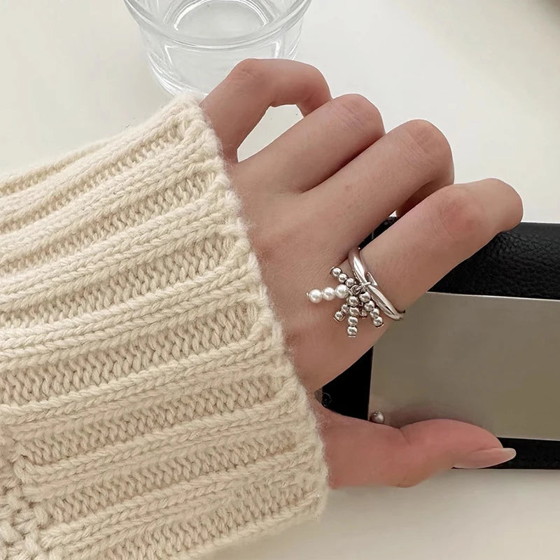 Anillo con colgante de borla Simple, joyería Retro francesa, corazón romántico, anillos de dedo ajustables, joyería de compromiso, regalo del Día de San Valentín