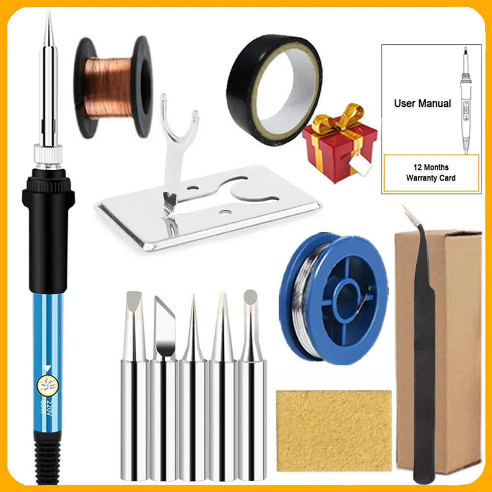 Kit Soldadura Eléctrica 60W HYOXL Temp. Ajustable 10/16/20-en-1