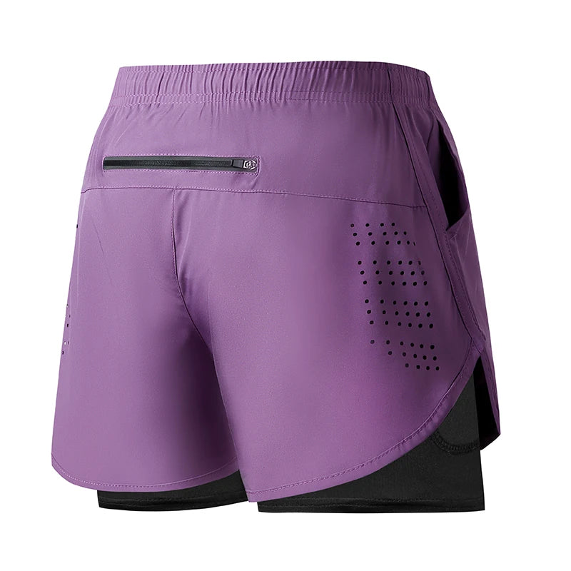 Pantalones Cortos para Correr Hombre: Doble Capa Fitness Secado Rápido