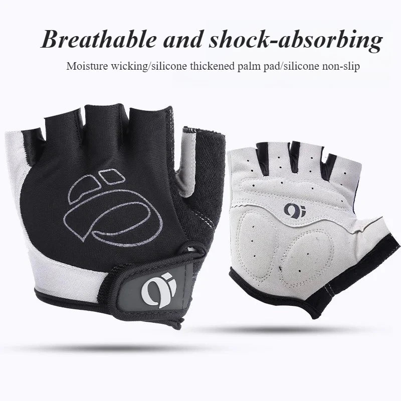 Guantes Ciclismo Medio Dedo: Silicona Antideslizante, Verano (Gris, Rojo, Azul)