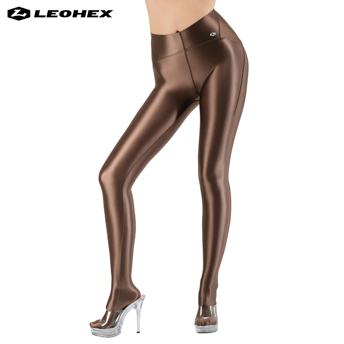 Bright LEOHEX leggings for women by Corporación Turística, featuring a snug fit and vibrant, shiny fabric design.