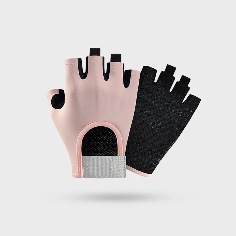 Guantes GTUBIKE Medio Dedo Transpirables (Negro/Rosa/Gris) - Ciclismo y Gimnasio