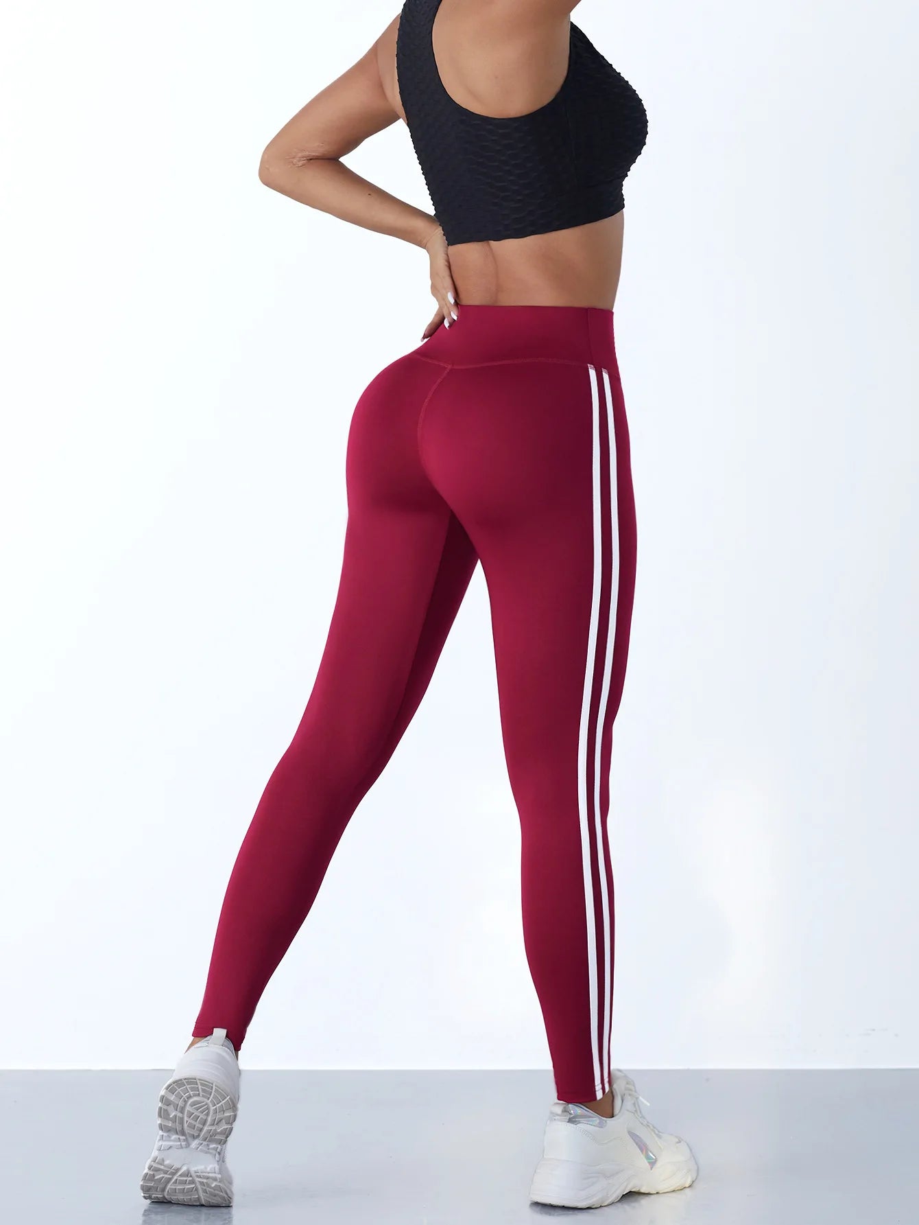 Leggings de Yoga con Rayas Mujer: Control Barriga, Mallas Gimnasio