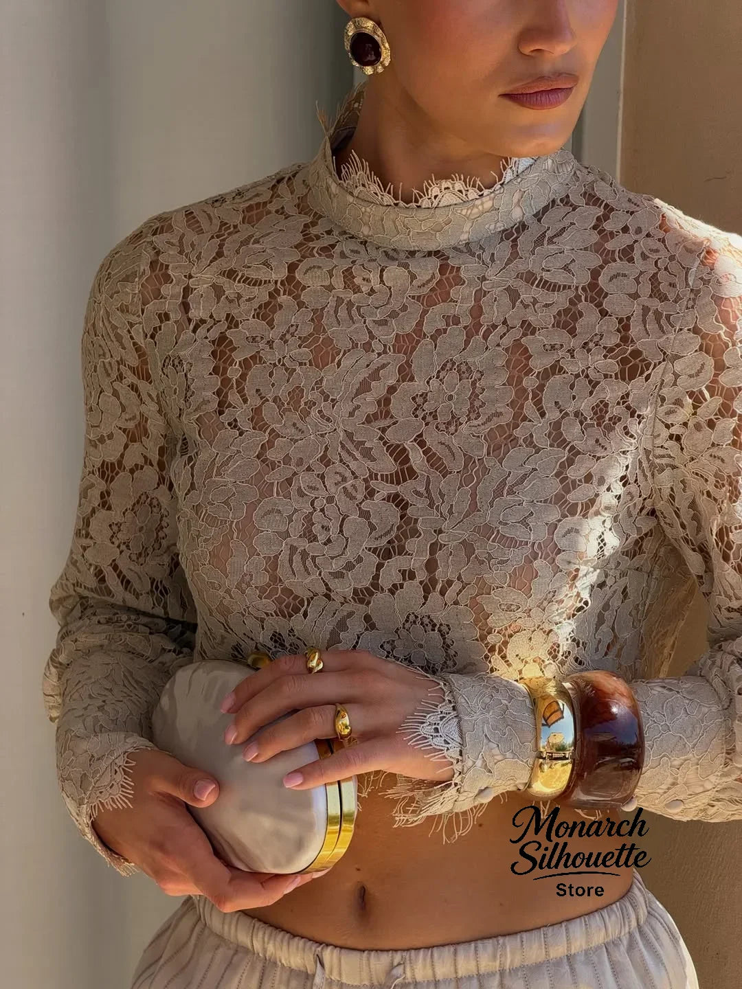 Conjunto Mujer Encaje Azul: Top Medio Alto y Pantalón Pierna Ancha