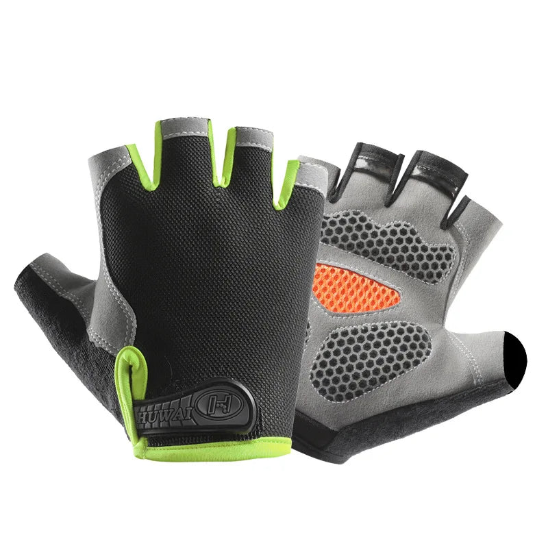 Profesional gimnasio Fitness transpirable antideslizante mujeres hombres medio dedo verano pesca ciclismo guantes sin dedos mujer bicicleta