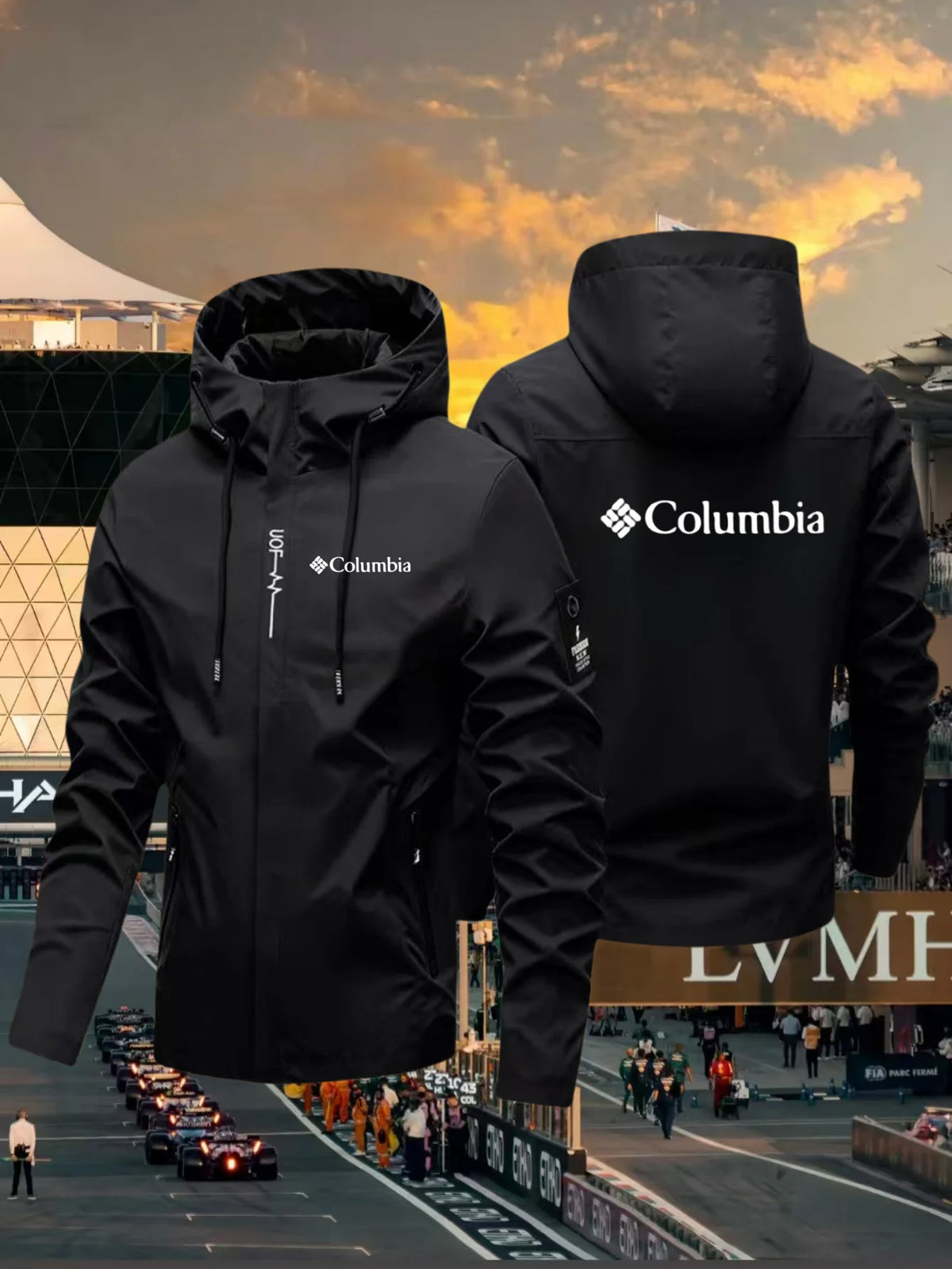 Men's lightweight waterproof jacket with hood from Corporación Turística, ideal for outdoor protection and urban wear.