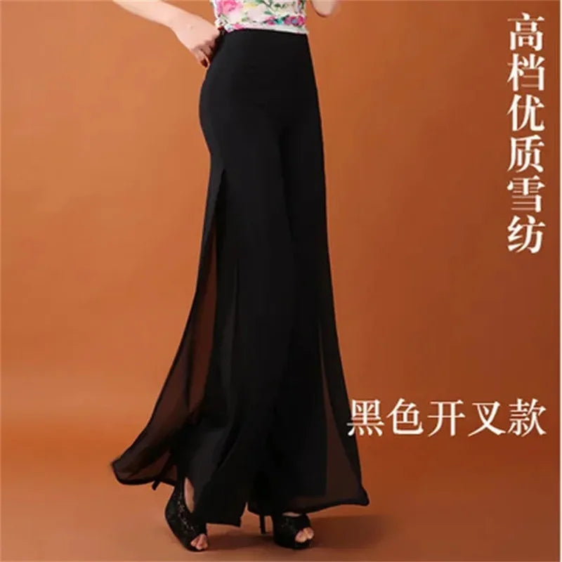 Pantalones Gasa Pierna Ancha Verano Mujer | Huapang-LSL | Cintura Alta