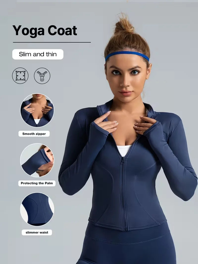 Chaqueta Deportiva Mujer Yoga Running Cuello Alto Secado Rápido