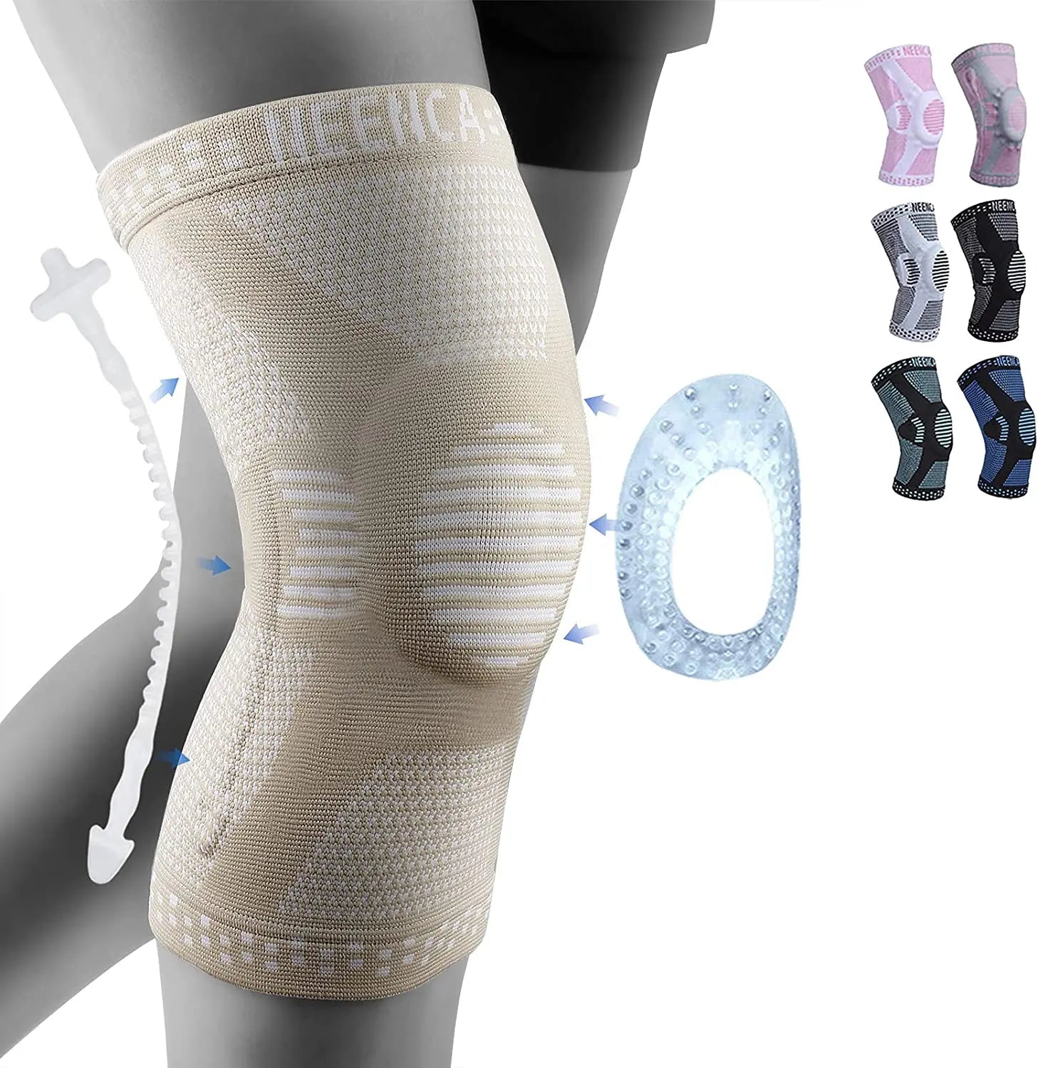 NEENCA-rodillera de cobre con almohadilla de Gel para rótula, estabilizadores laterales para el dolor de rodilla, artritis deportiva, alivio del dolor articular ACL