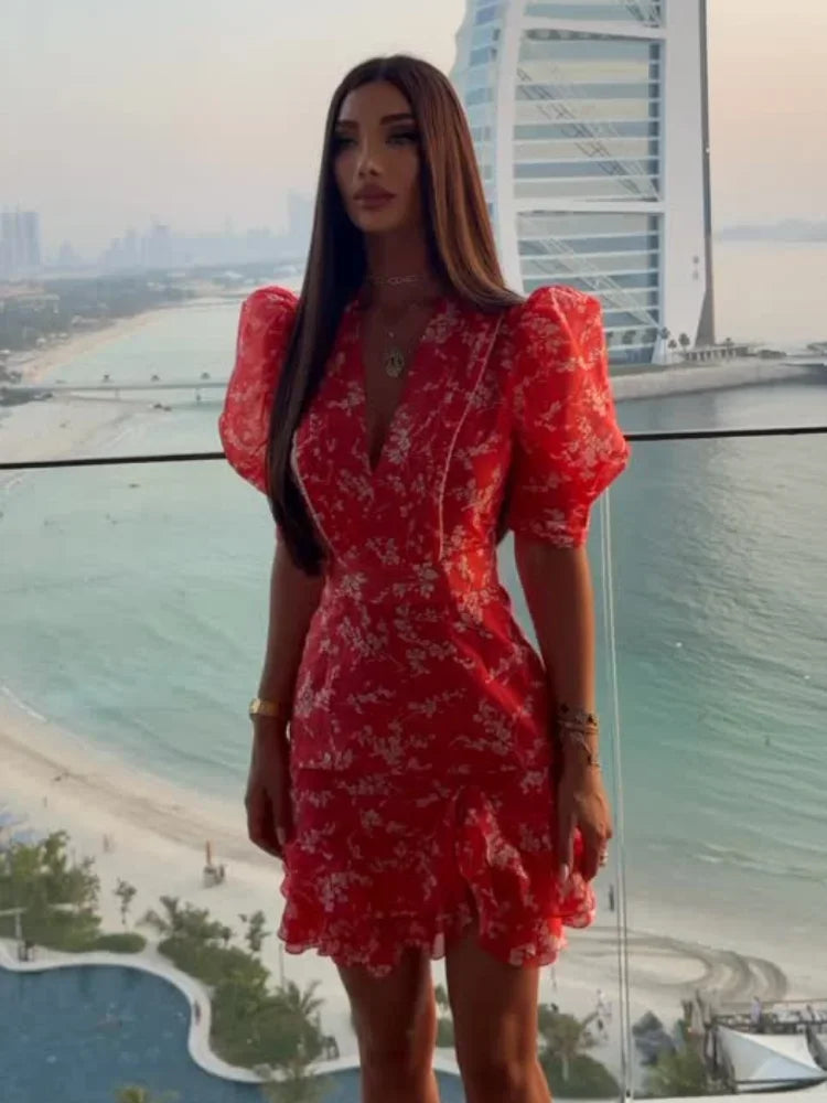 Vestido Floral Verano 2026 | Chin.Sweety | Mini Cuello V