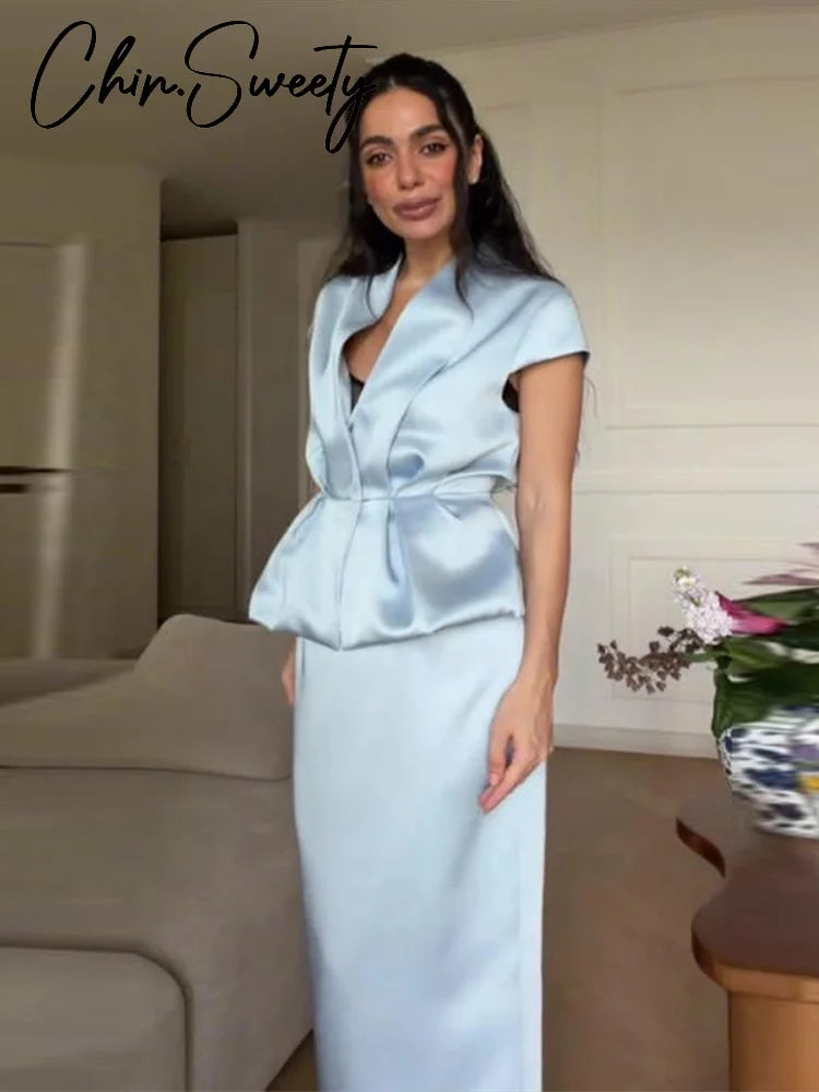 Conjunto Blazer y Falda Urbano Mujer Verano 2026 Chin.Sweety - Elegante