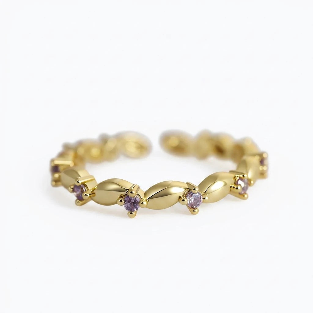Anillo Flor Circon Colorido Ajustable - Joyería Vintage para Mujer