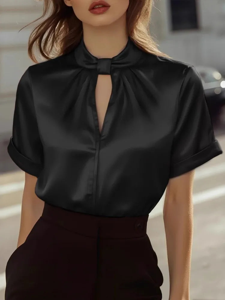 Blusa Elegante Mujer Manga Corta Oficina Moda 2026 Potskie