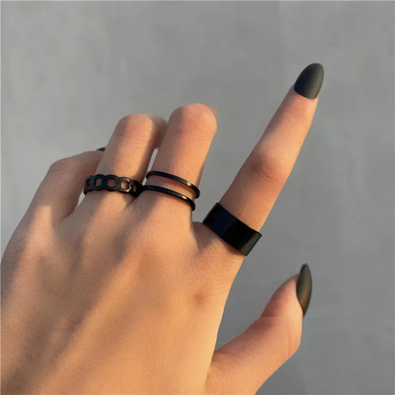 Conjunto Anillos Bohemios Circon Mujer | Modyle | Flor Luna Amor (Dorado)
