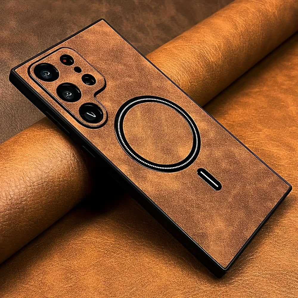 Leather PU magnetic phone case by Corporación Turística, showcasing a sleek design with magnetic closure for mobile protection.
