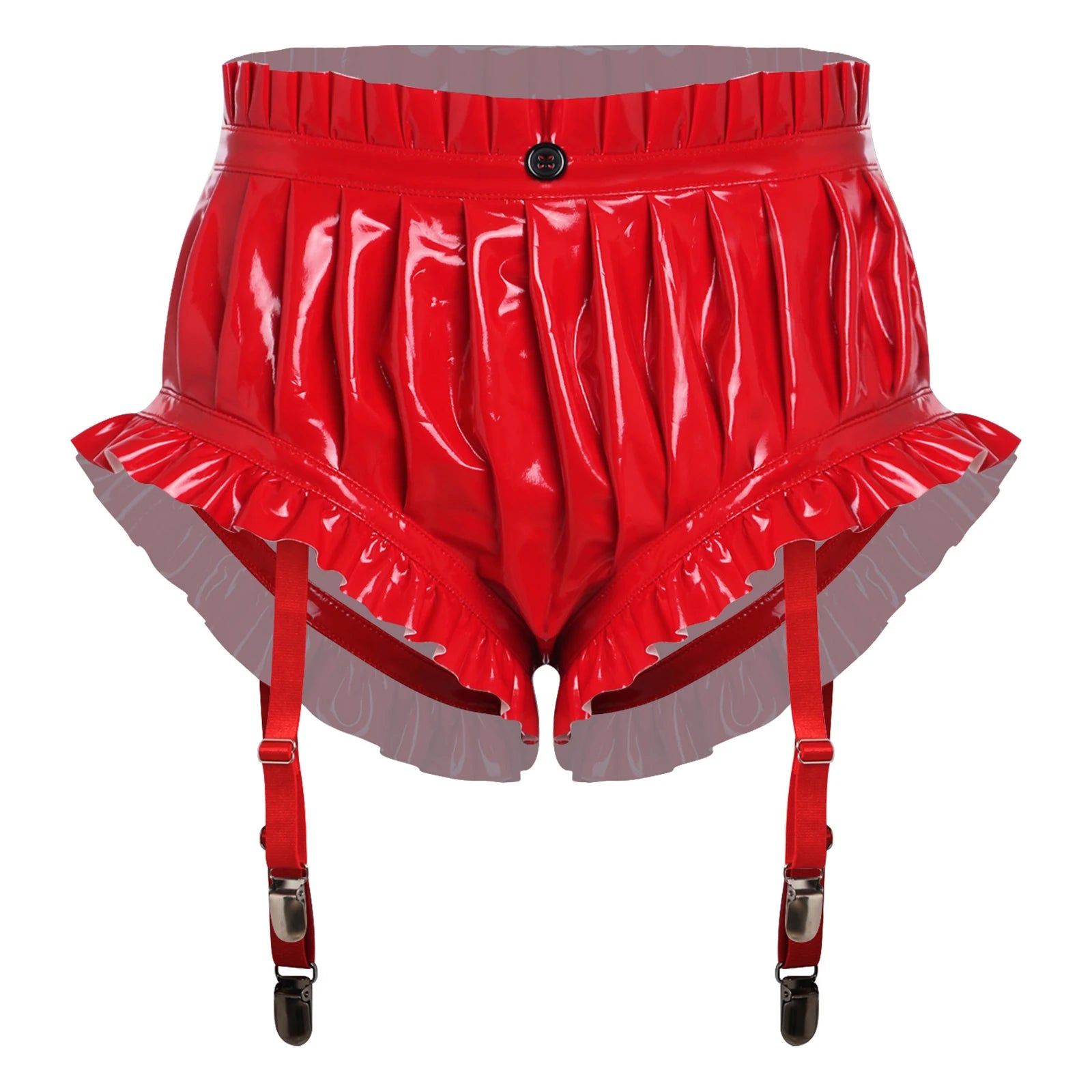Shorts Cuero Wet Look Mujer YiZYiF Volantes Sexy Cintura Alta