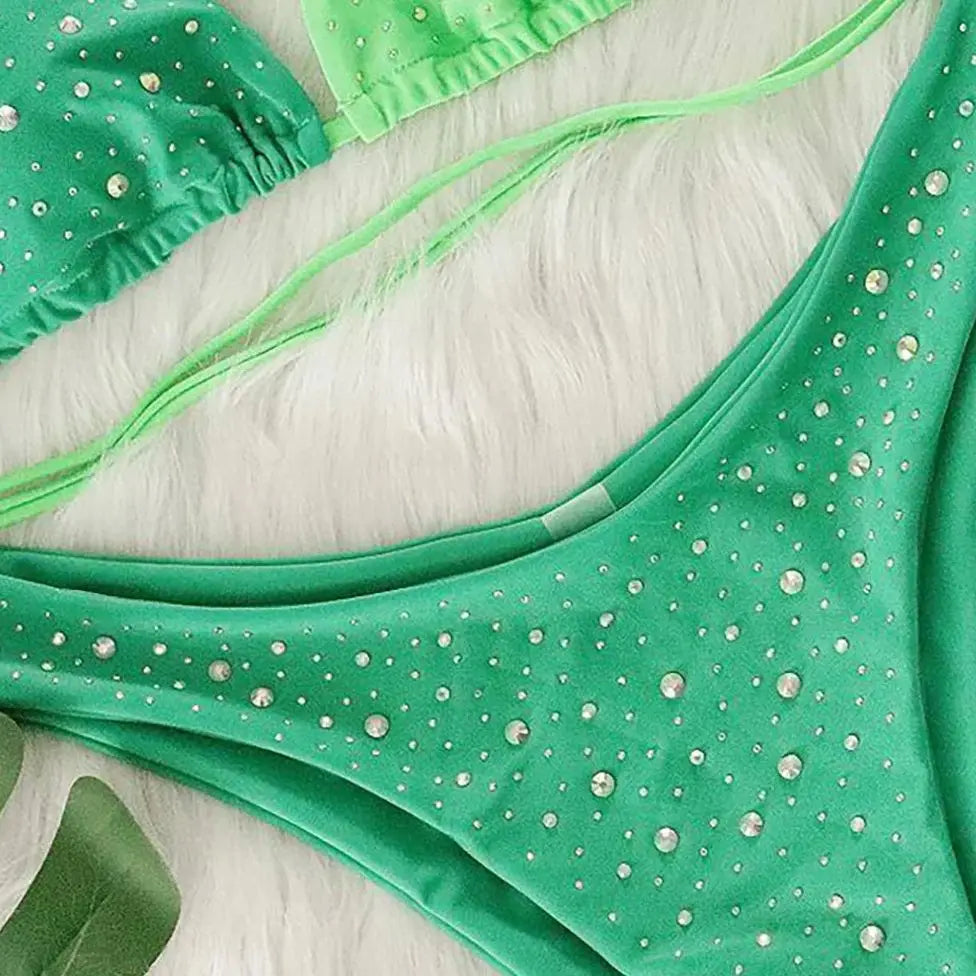 Bikini Pedrería Diamantes Halter Mujer V6467 - Varleinsar Verano Playa