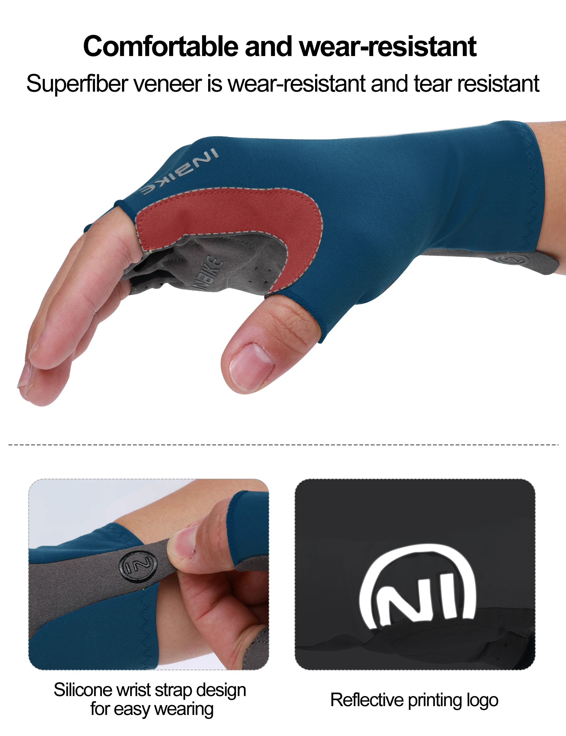 INBIKE-guantes de ciclismo para hombre, manoplas de verano para ciclismo de montaña, acolchados de Gel, medio dedo, accesorios para bicicleta de carretera