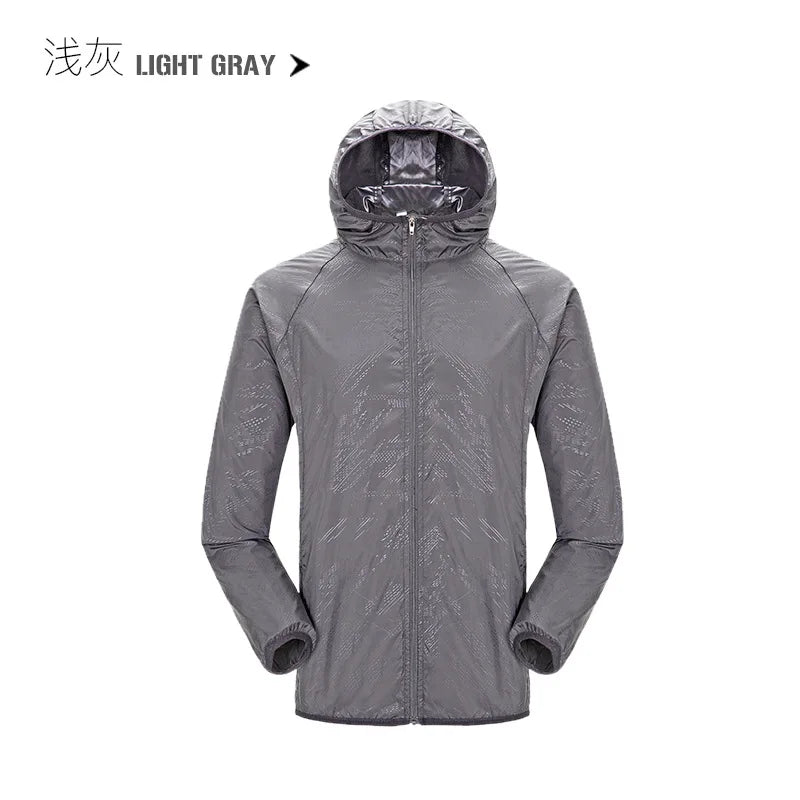 Waterproof camping rain jacket for men and women by Corporación Turística, lightweight outdoor rain protection gear
