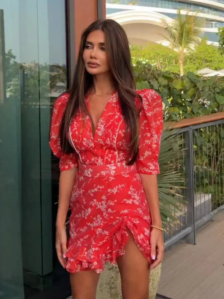 Vestido Floral Verano 2026 | Chin.Sweety | Mini Cuello V