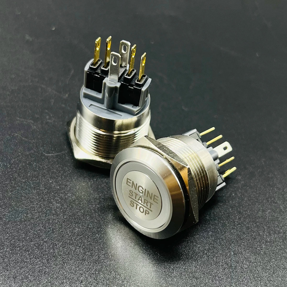 VEARGREE start stop button switch with illuminated ring, 19-30mm diameter, momentary push button for electrical components.