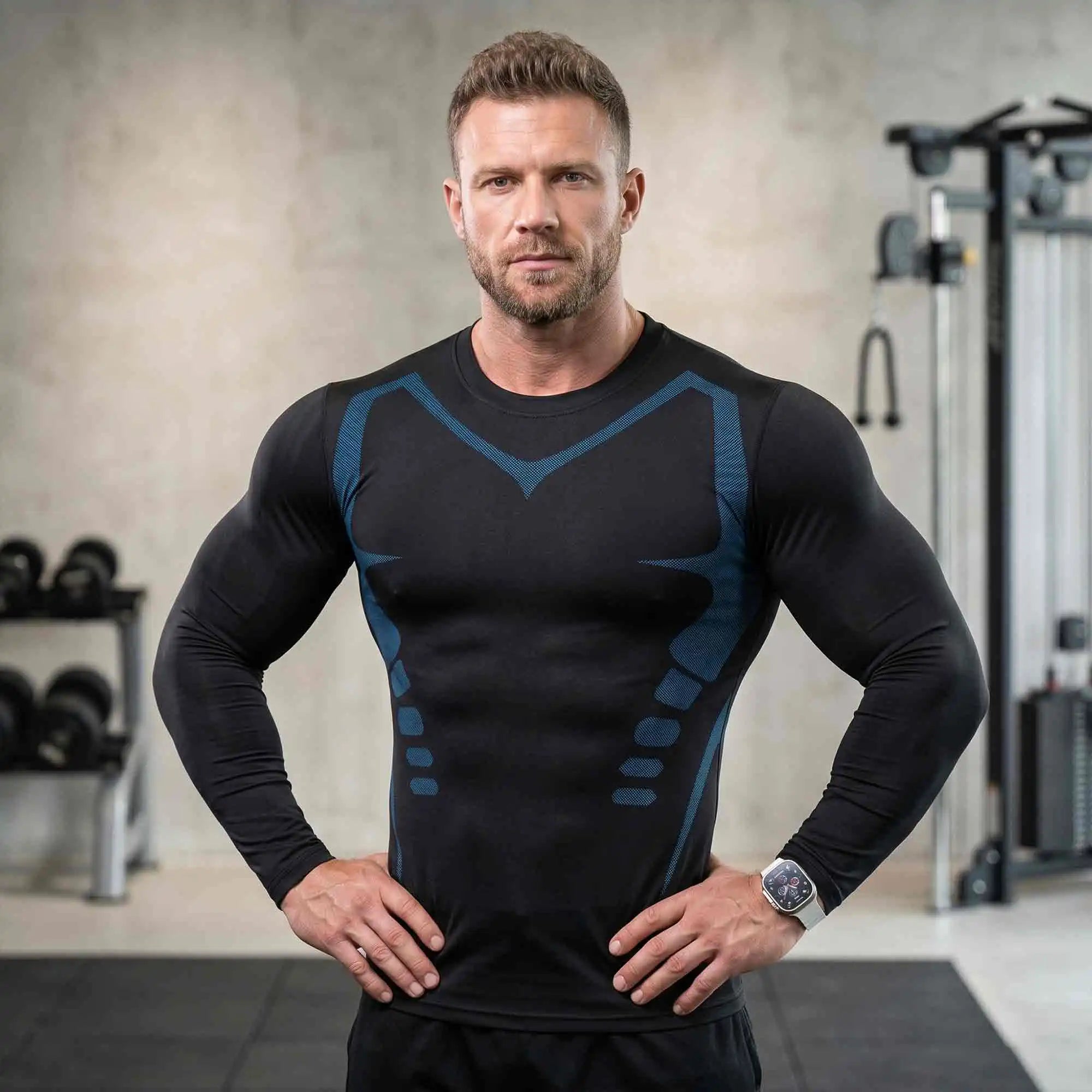 3 Camisetas Compresión Hombre Manga Larga Gimnasio Secado Rápido