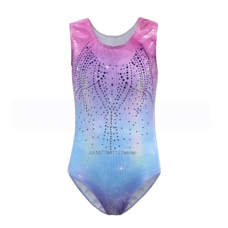 Danza leotard ajustado con estampado en caliente, Corporación Turística, mostrado en color negro y diseño estampado en la parte superior