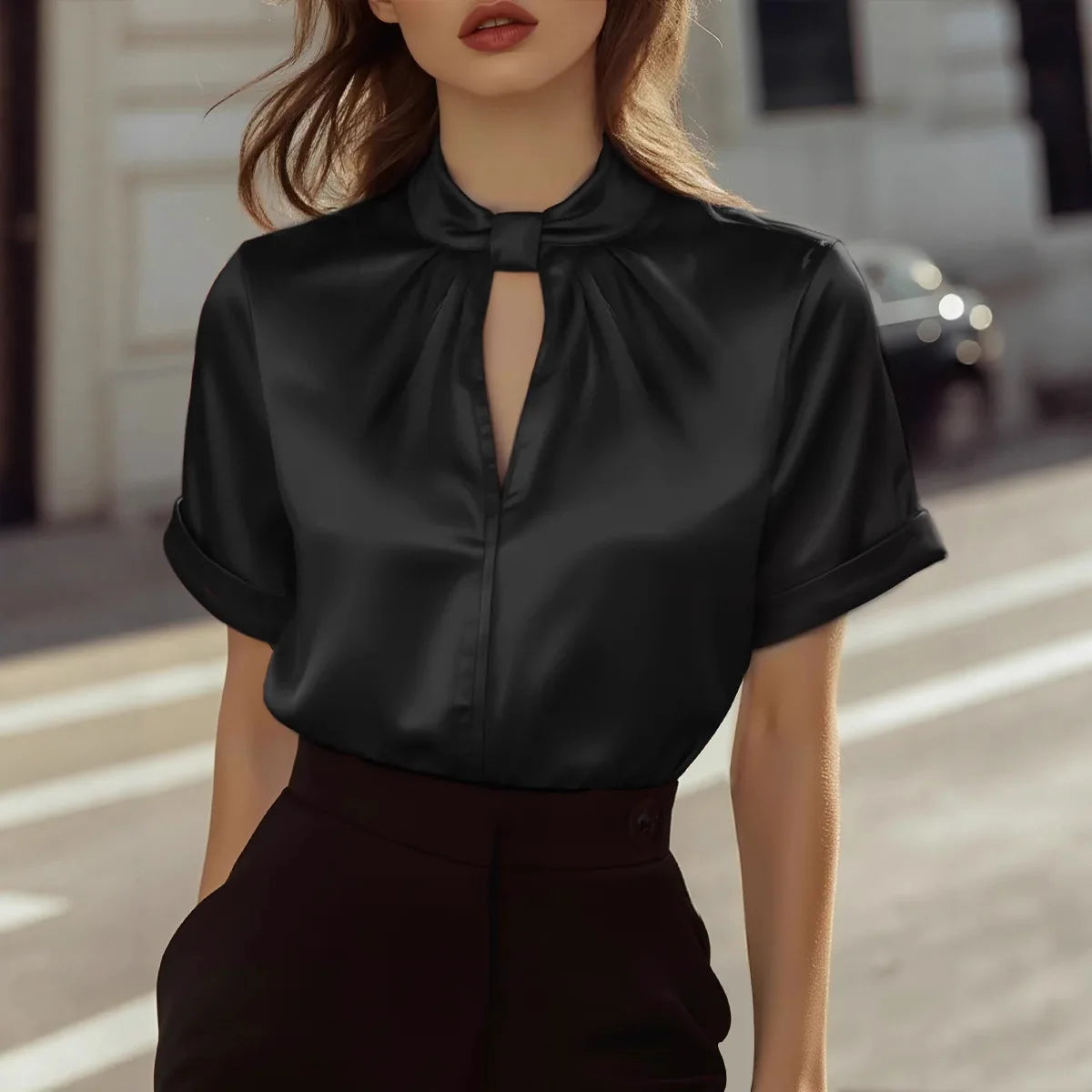 Blusa Elegante Mujer Manga Corta Oficina Moda 2026 Potskie