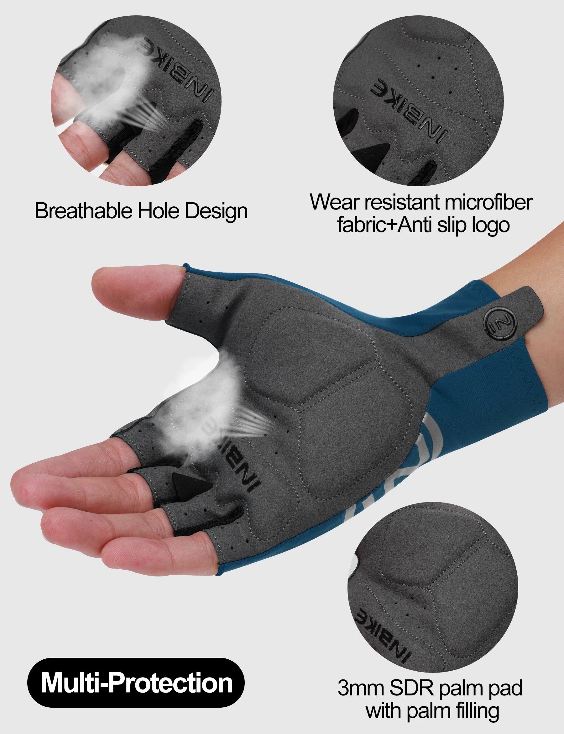 INBIKE-guantes de ciclismo para hombre, manoplas de verano para ciclismo de montaña, acolchados de Gel, medio dedo, accesorios para bicicleta de carretera