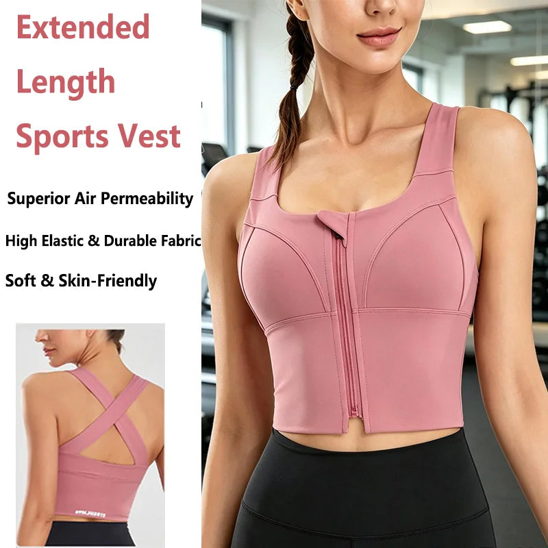 Sujetador Deportivo Mujer Talla Grande Cremallera Frontal Alto Impacto CHNMR