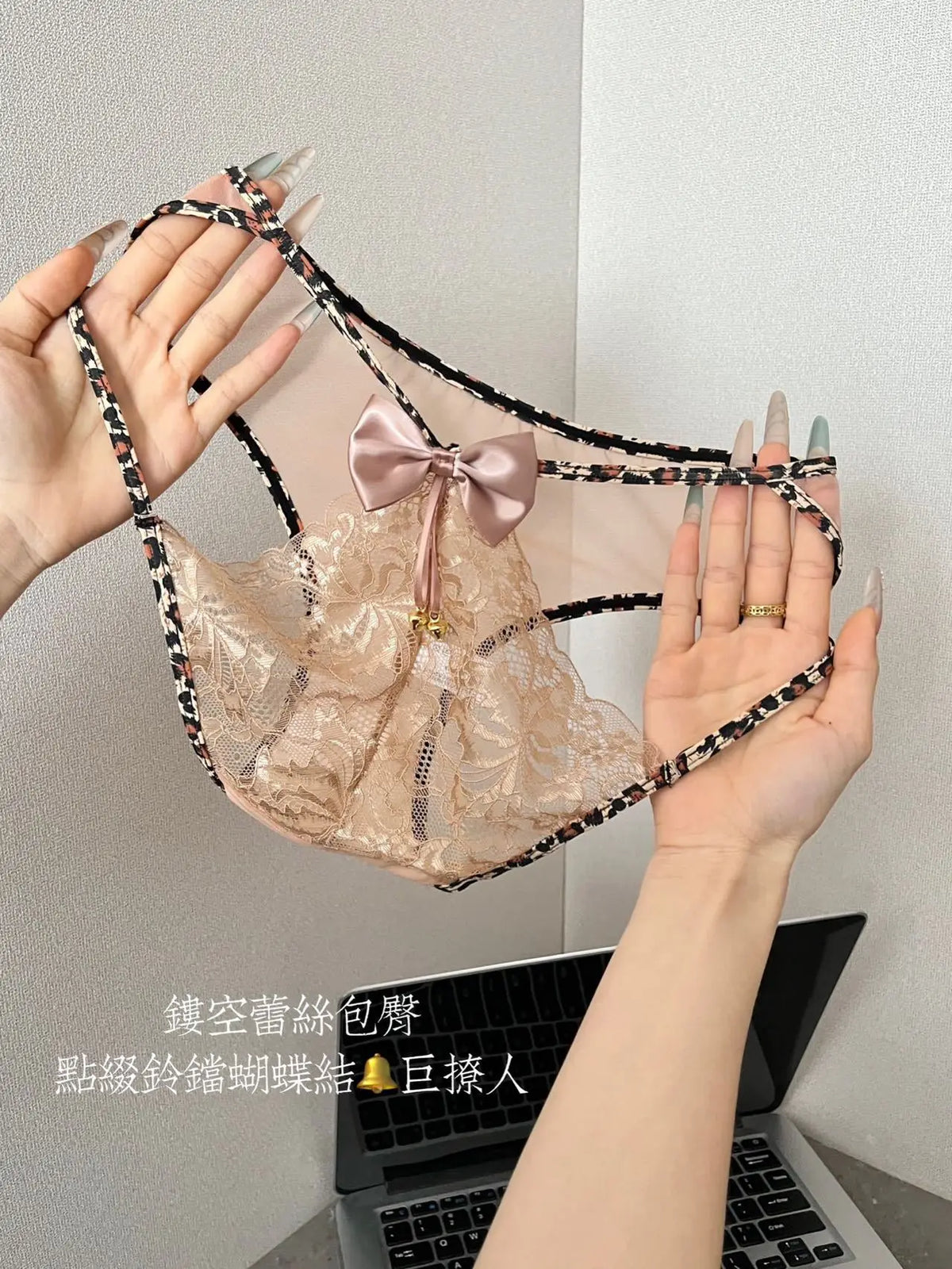 Leopard-print lace women's panties with decorative floral details, featuring a comfortable, stylish fit.
