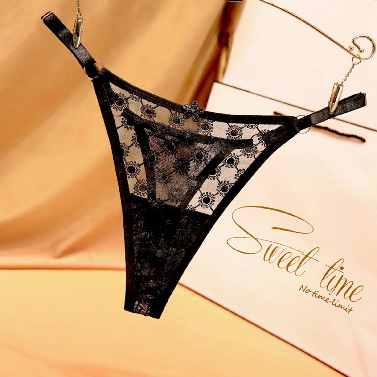 Tanga Encaje Floral ZOMAXIUJEE Cintura Baja Sexy Lencería Mujer