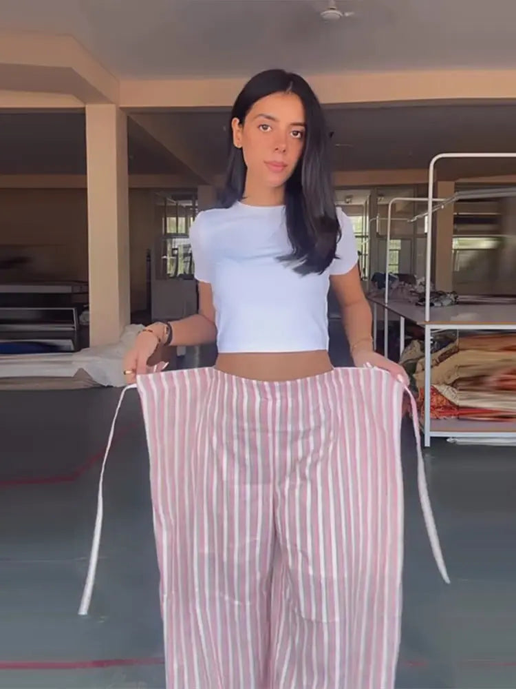 Pantalones Palazzo Boho Rayas Mujer | Chin.Sweety | Cintura Ajustable
