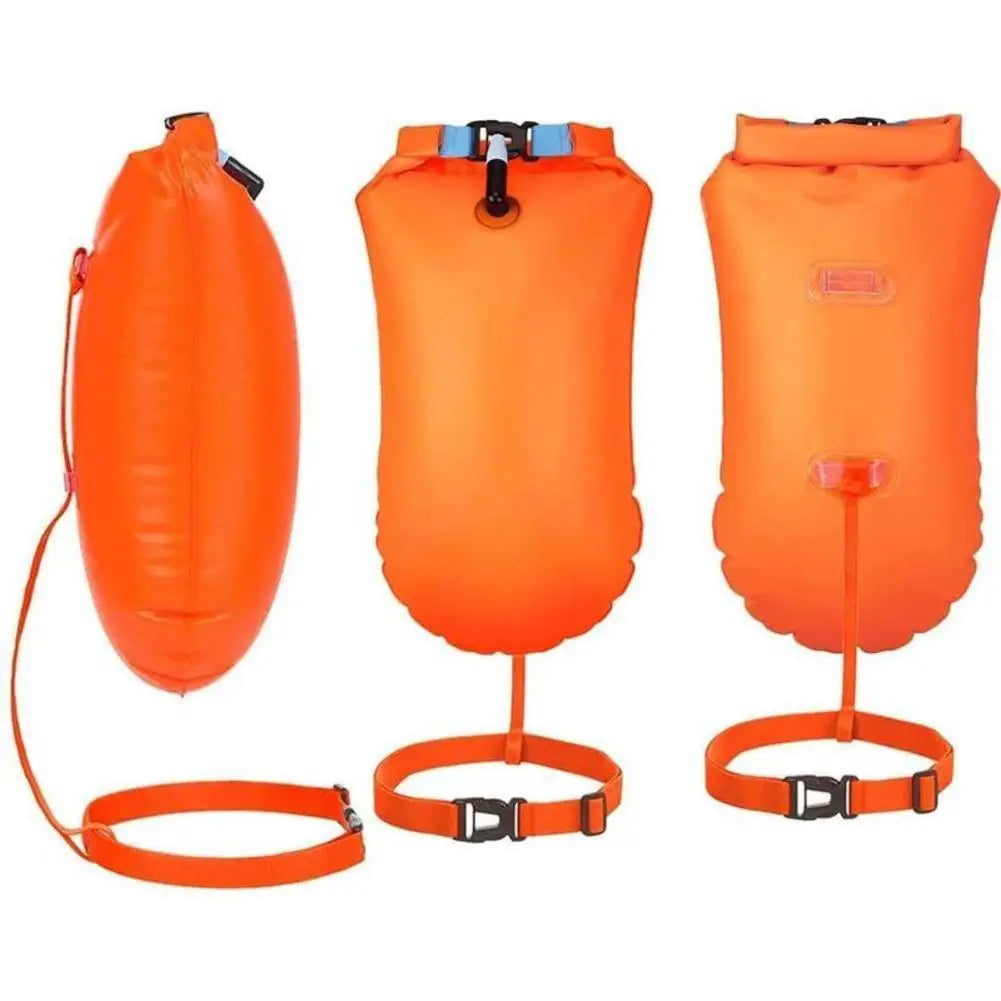 Boya de natación abierta inflable, bolsa de aire ligera para natación, almacenamiento con cinturón, herramientas flotantes para almacenamiento de natación y deportes acuáticos