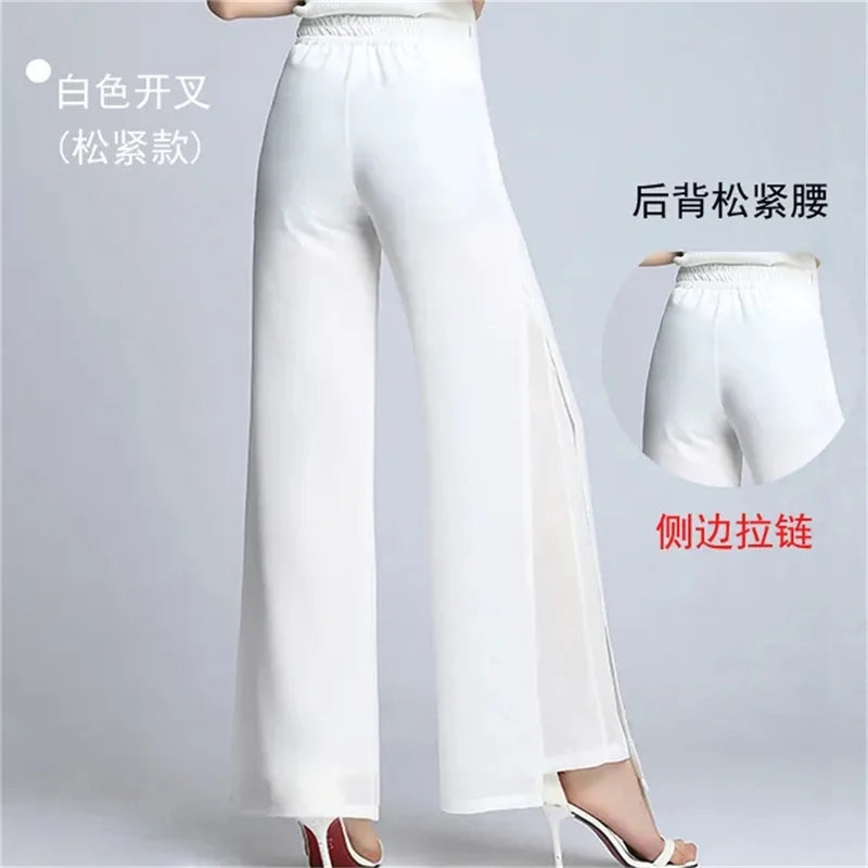 Pantalones Gasa Pierna Ancha Verano Mujer | Huapang-LSL | Cintura Alta