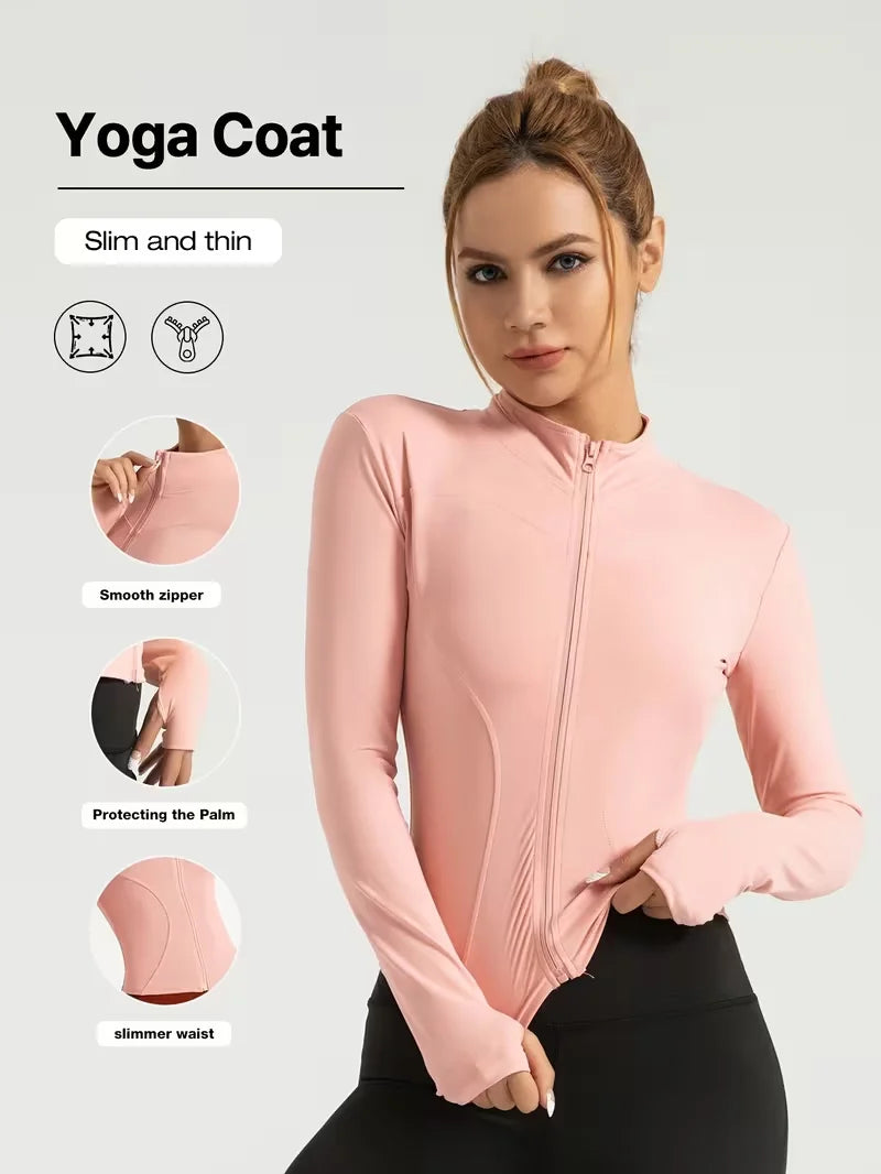 Chaqueta Deportiva Mujer Yoga Running Cuello Alto Secado Rápido