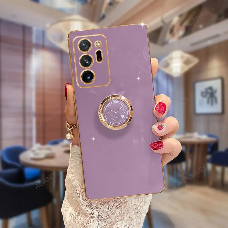 Samsung Galaxy Note20, Note10, Note9 phone case with ring stand, gold-plated protective cover by Corporación Turística
