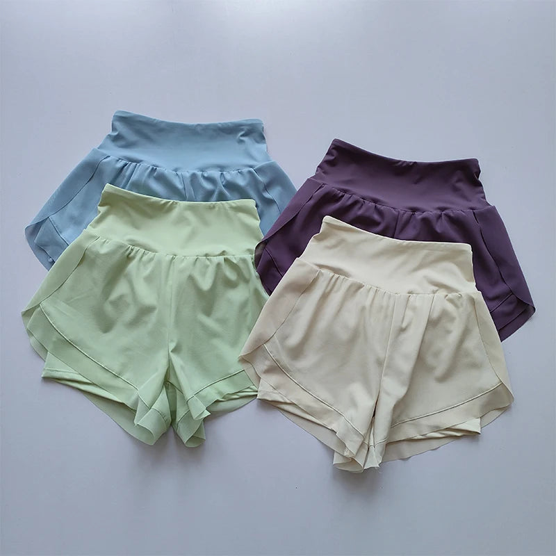Pantalones cortos deportivos de verano para mujer, pantalones cortos de malla 2 en 1 para Yoga de secado rápido, pantalones cortos transpirables para Fitness, pantalones cortos deportivos de cintura alta para correr