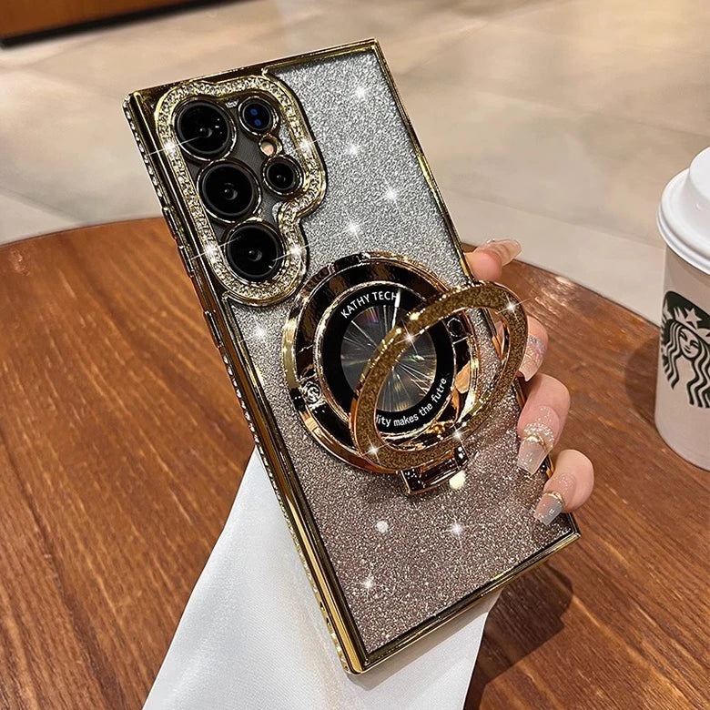Magnetic glitter and diamond phone case for Samsung smartphones with sparkling design by Corporación Turística