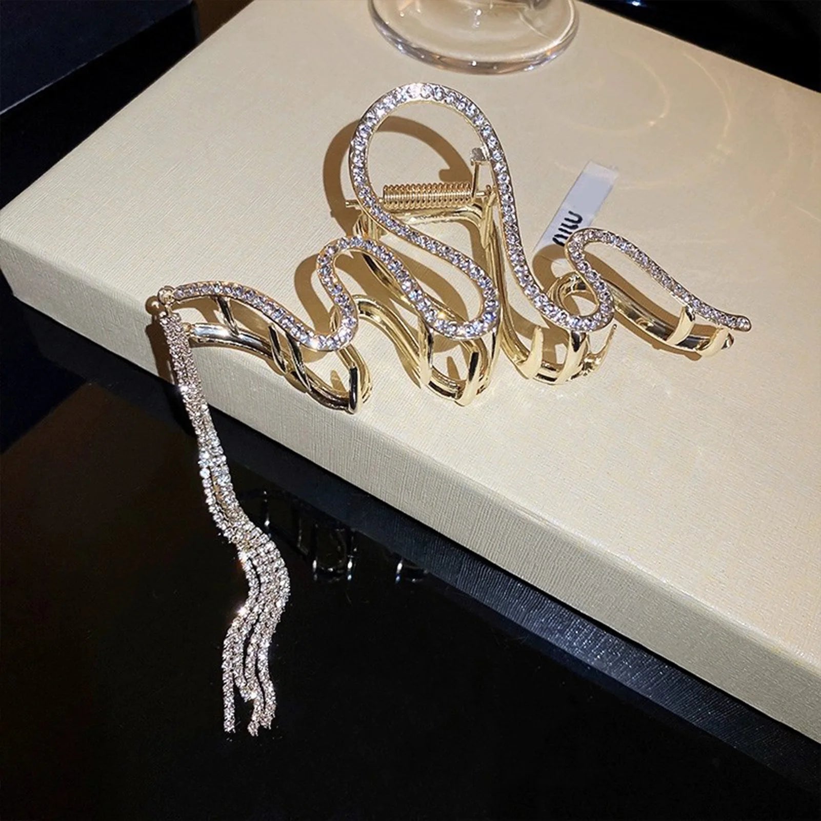 Clip Tiburón Serpiente Diamantes Imitación Lujo - Accesorios Cabello Mujer