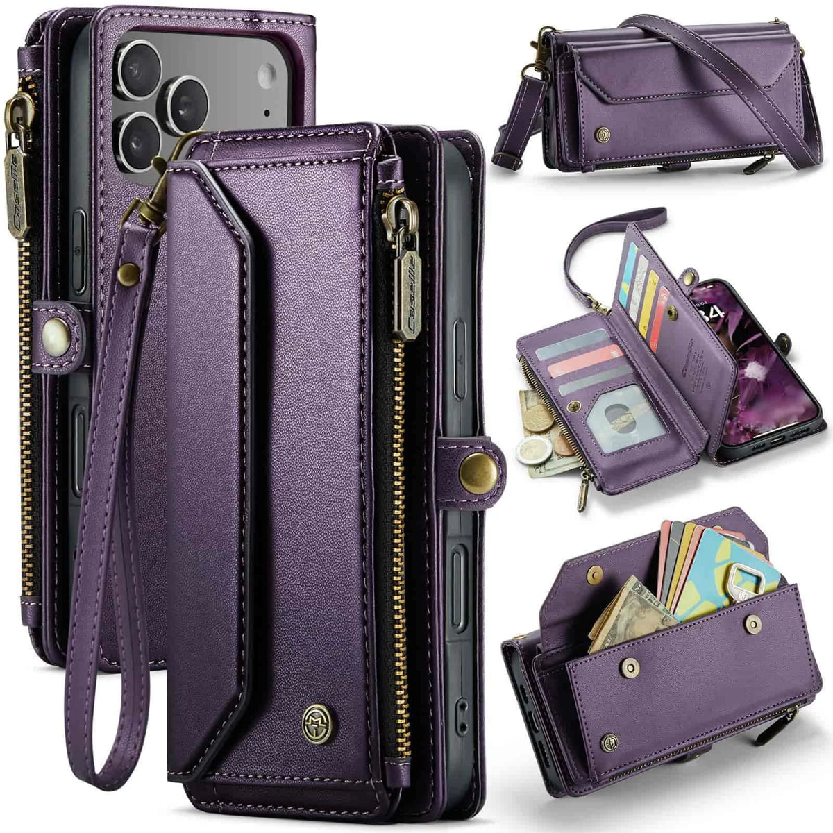 iPhone 17 Pro Max wallet case by Corporación Turística, with card slots and protective design in black leather.