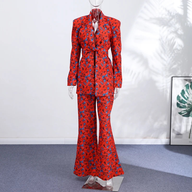 Conjunto Floral Primavera Mujer: Blazer y Pantalones Anchos