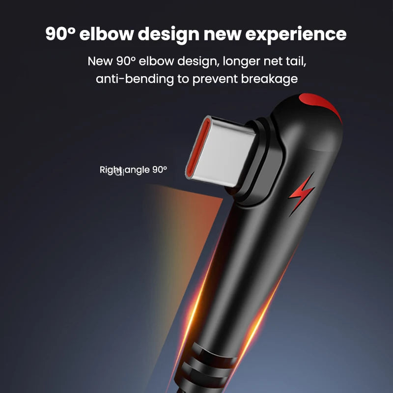 Cable USB-C 120W 90° Codo Carga Rápida Huawei Xiaomi Samsung